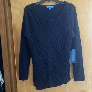 NWT Simply Vera Wang women’s long sleeve top navy blue ruched size large